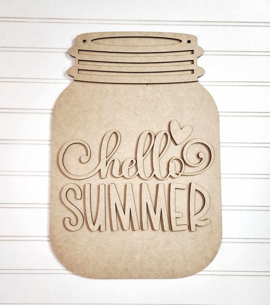 Hello Summer Mason Jar Door Hanger Blank Kit