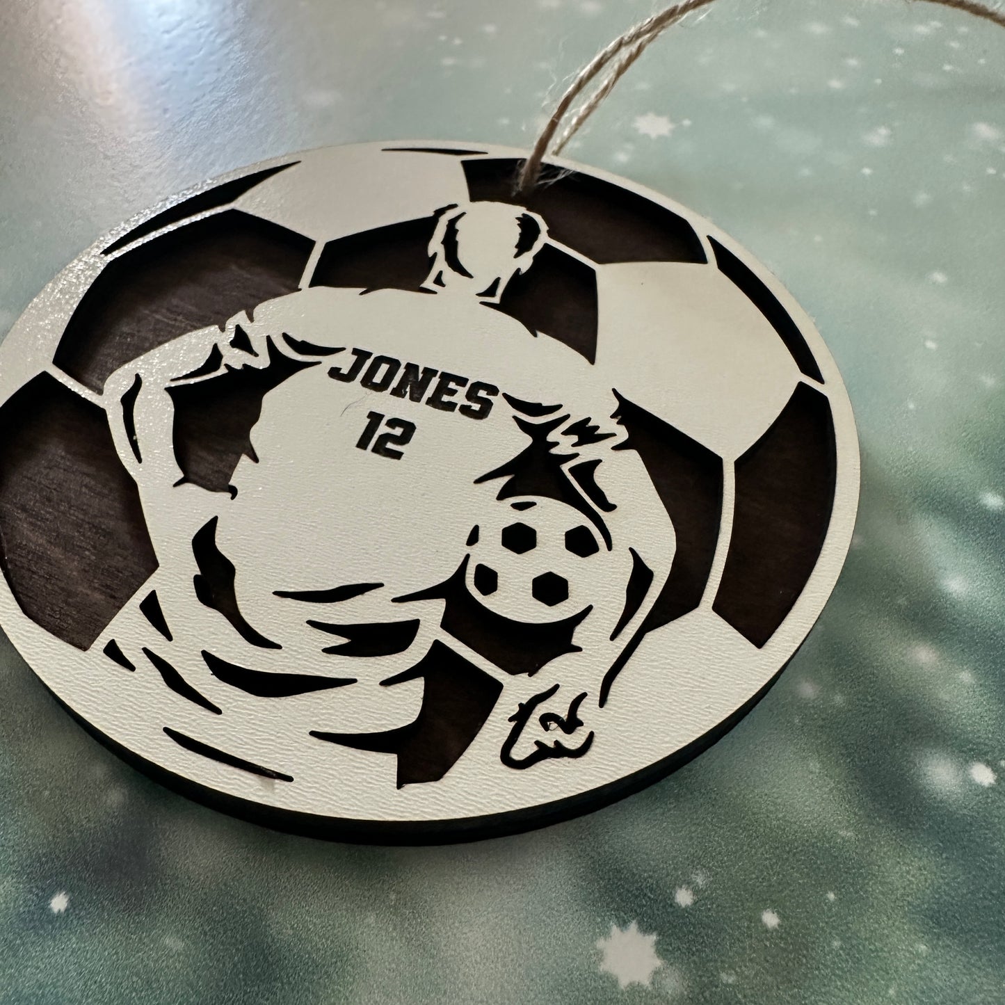 Custom Soccer Player Wood Ornament Male