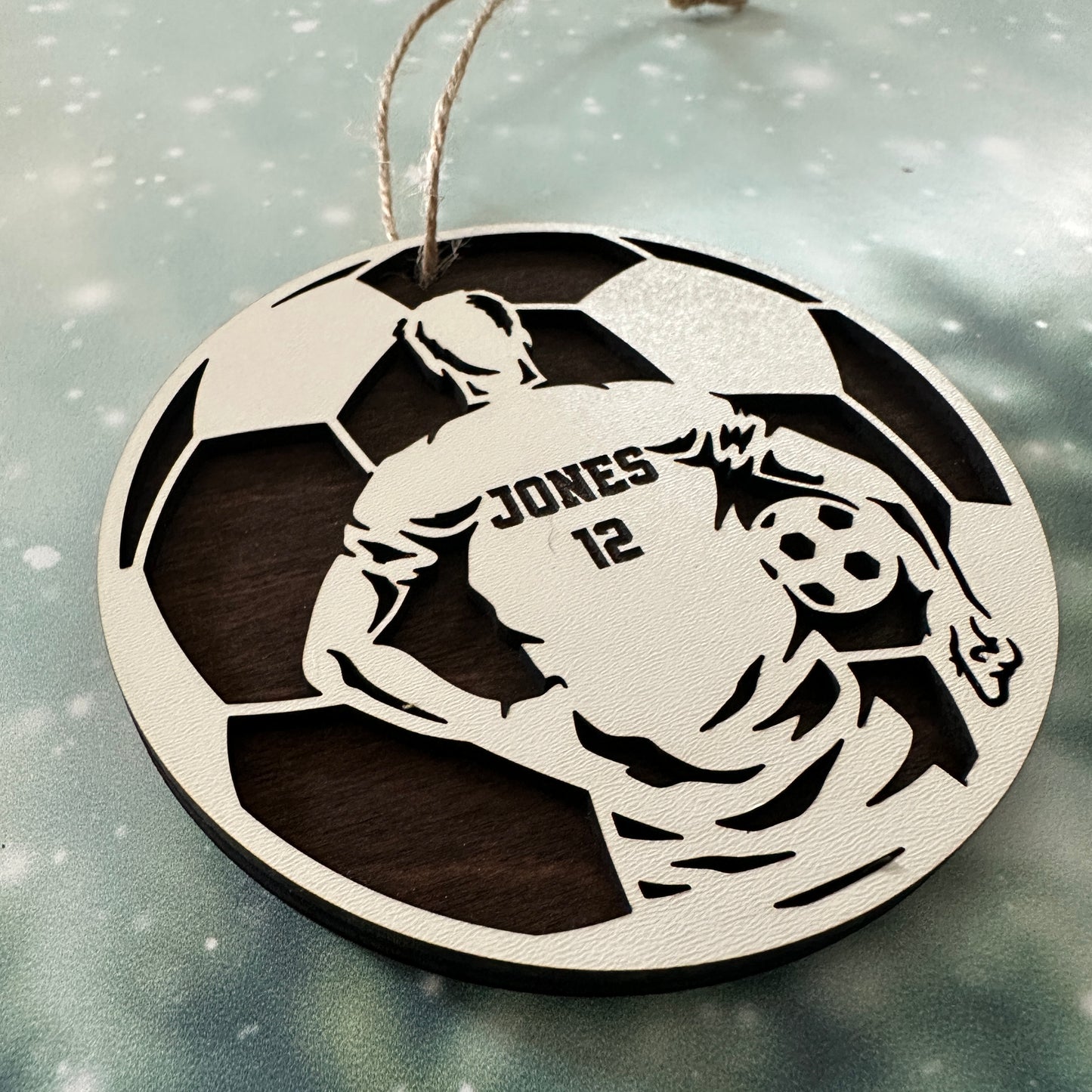 Custom Soccer Player Wood Ornament Male