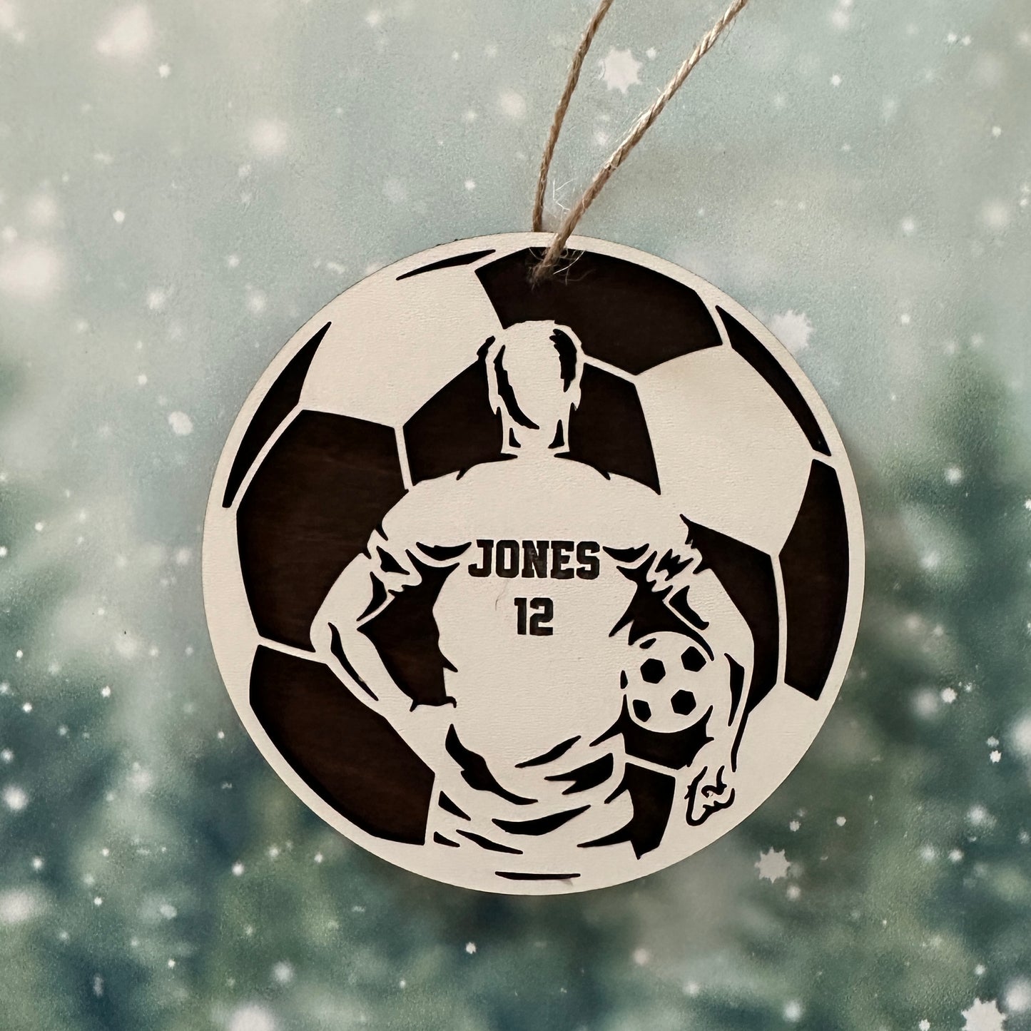 Custom Soccer Player Wood Ornament Male