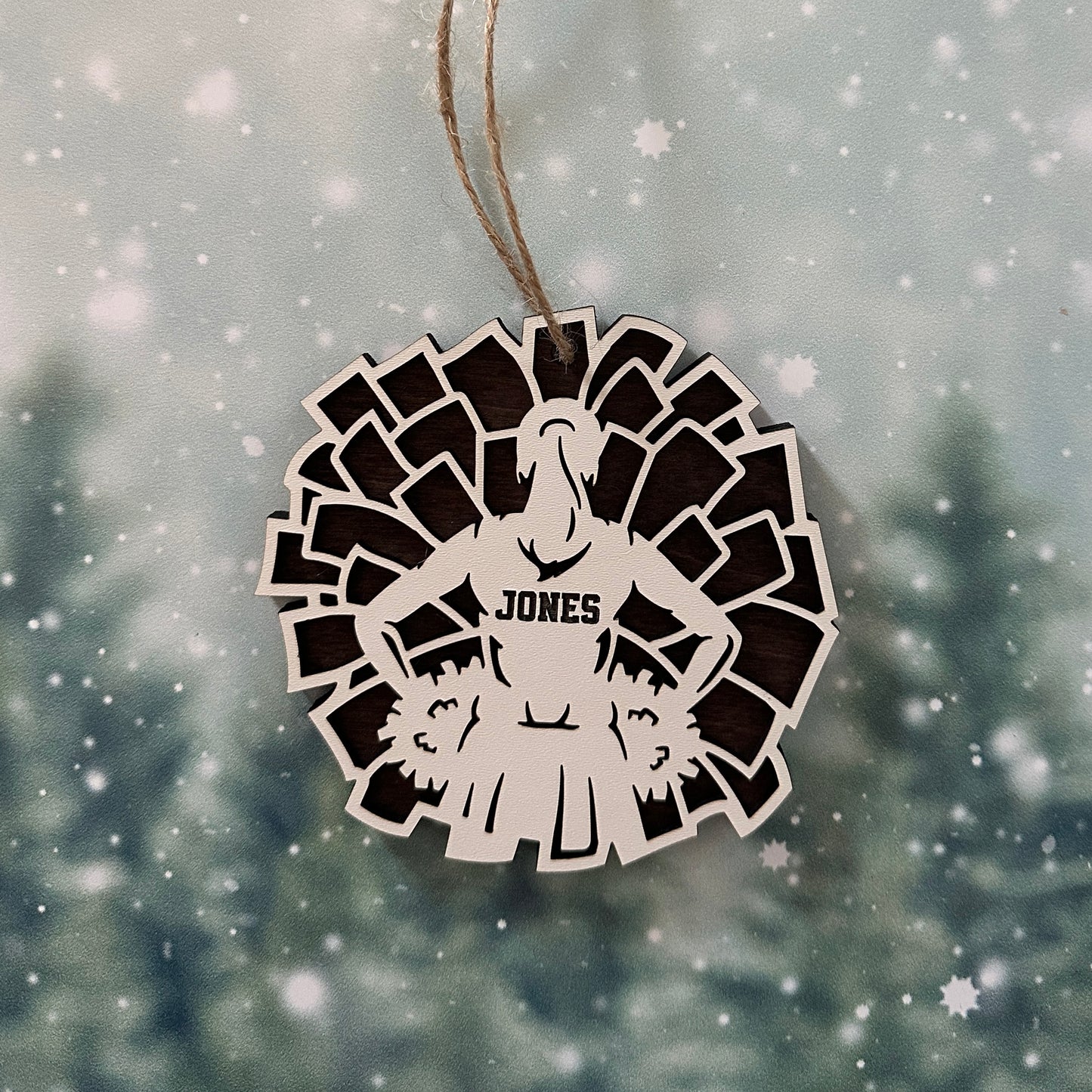 Custom Cheerleader Pom Pom Wood Ornament