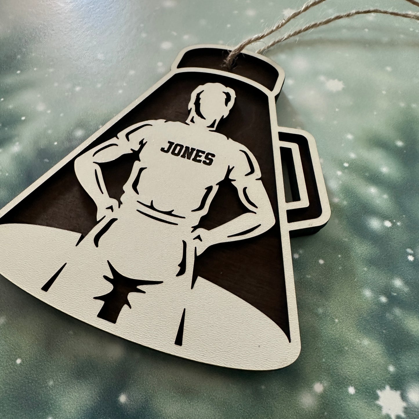 Custom Cheerleader Wood Ornament Male