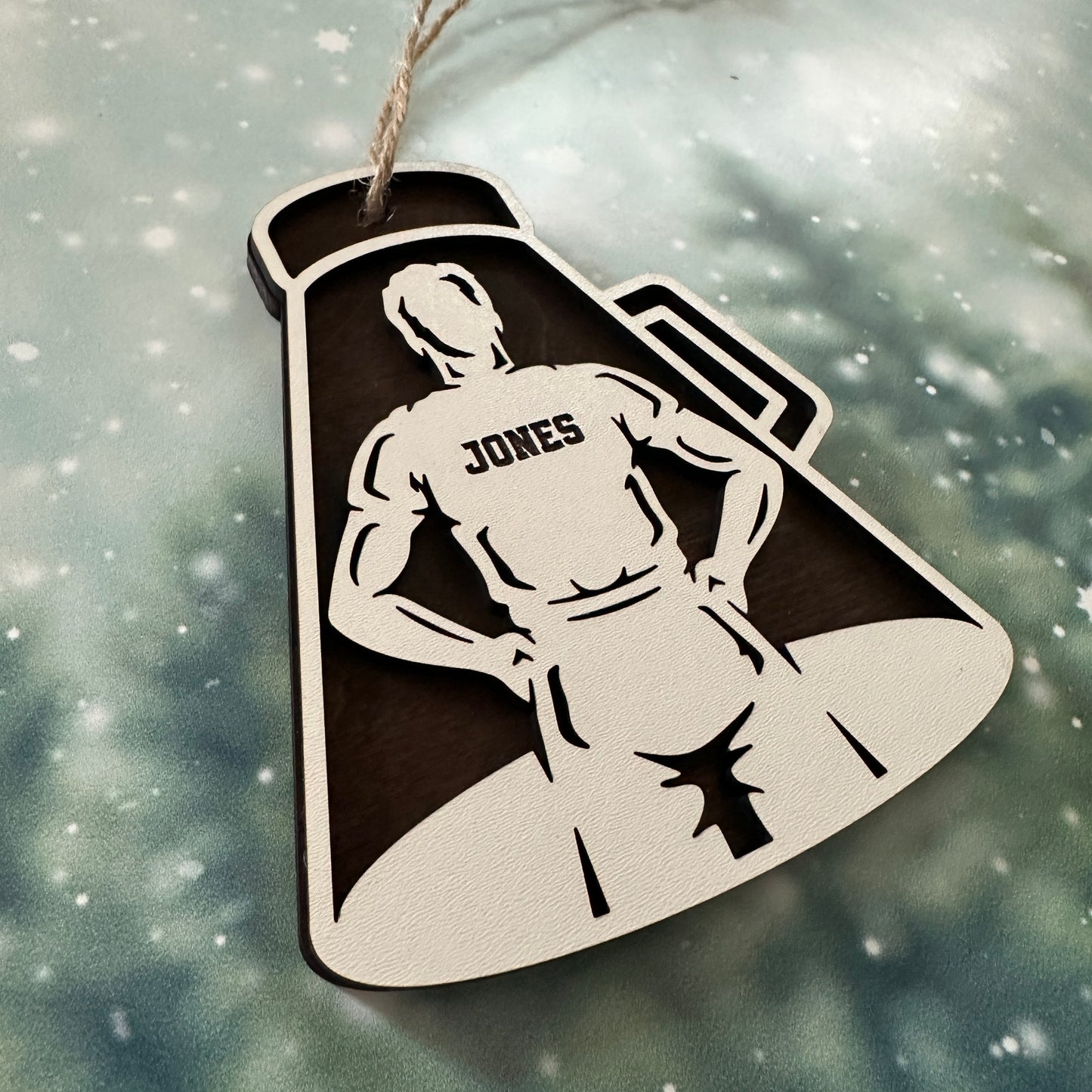 Custom Cheerleader Wood Ornament Male