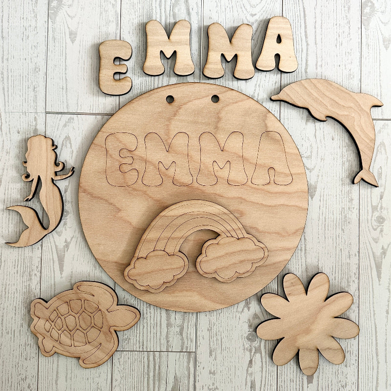 DIY Wood Painting Kit – Custom Kids Name Door Hanger Kit Girl