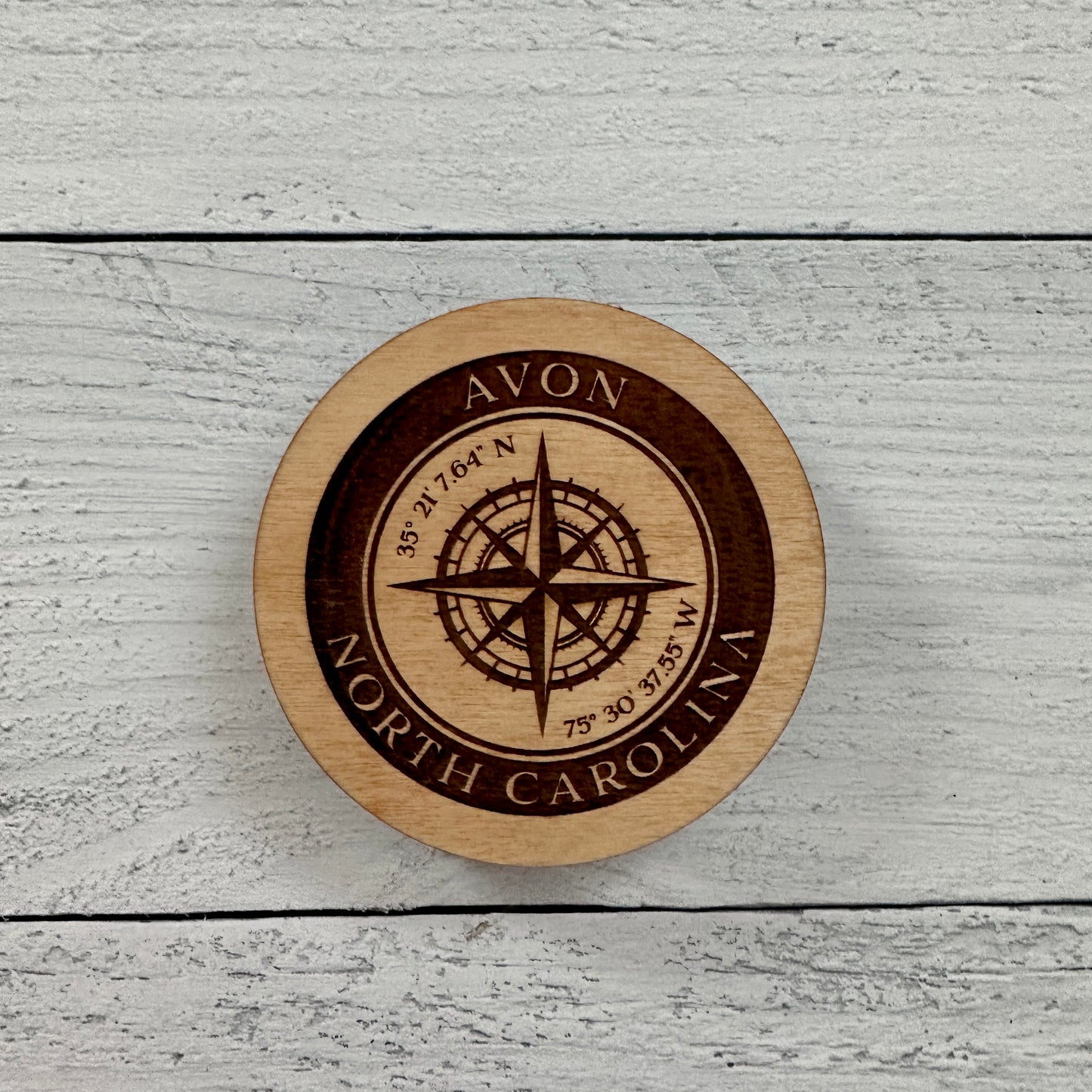 Avon, NC Wood Coaster
