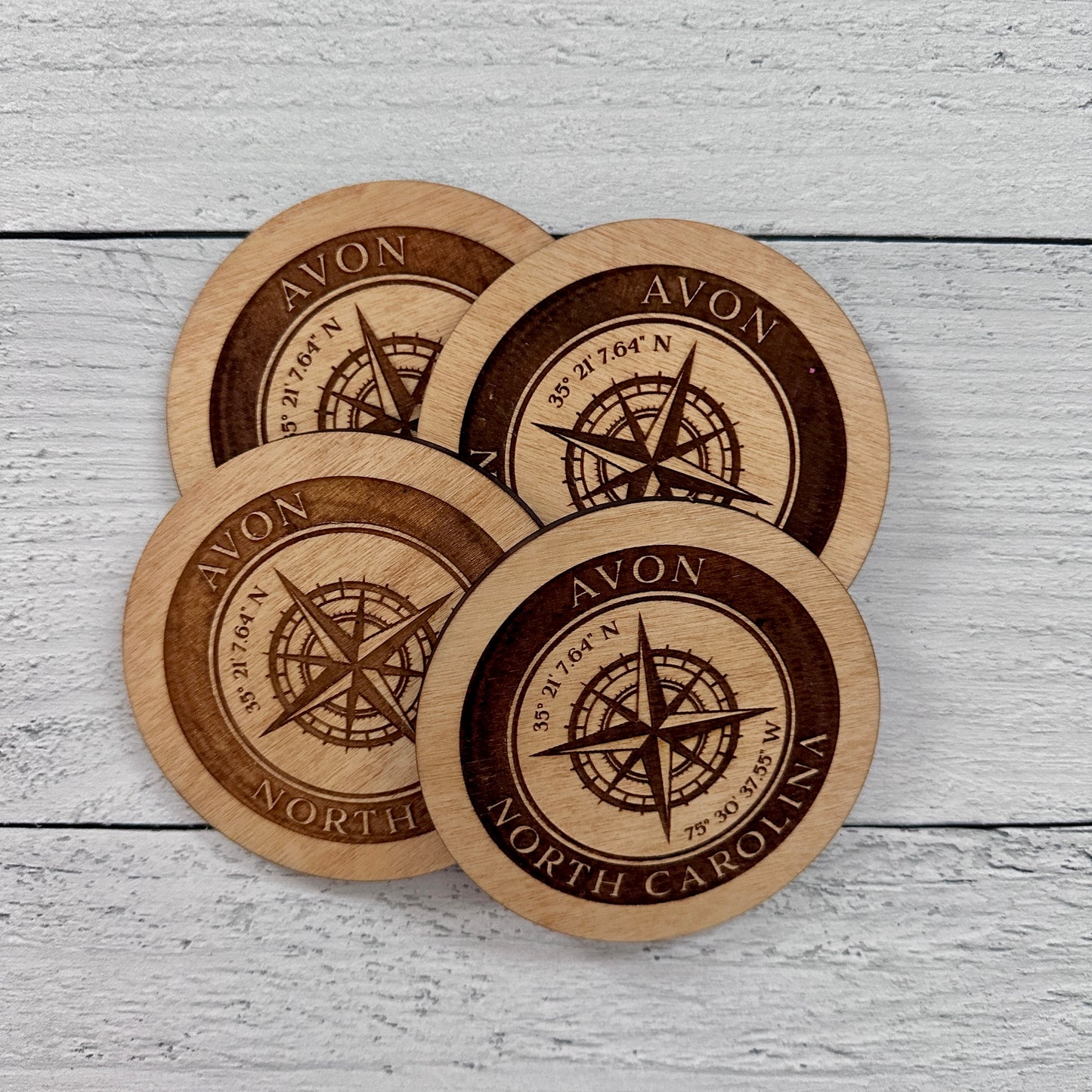 Avon, NC Wood Coaster