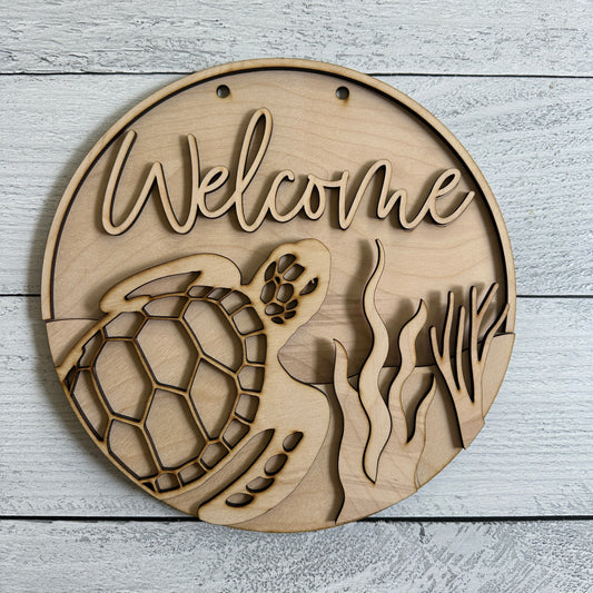 Welcome Sea Turtle Wood Blanks DIY Kit