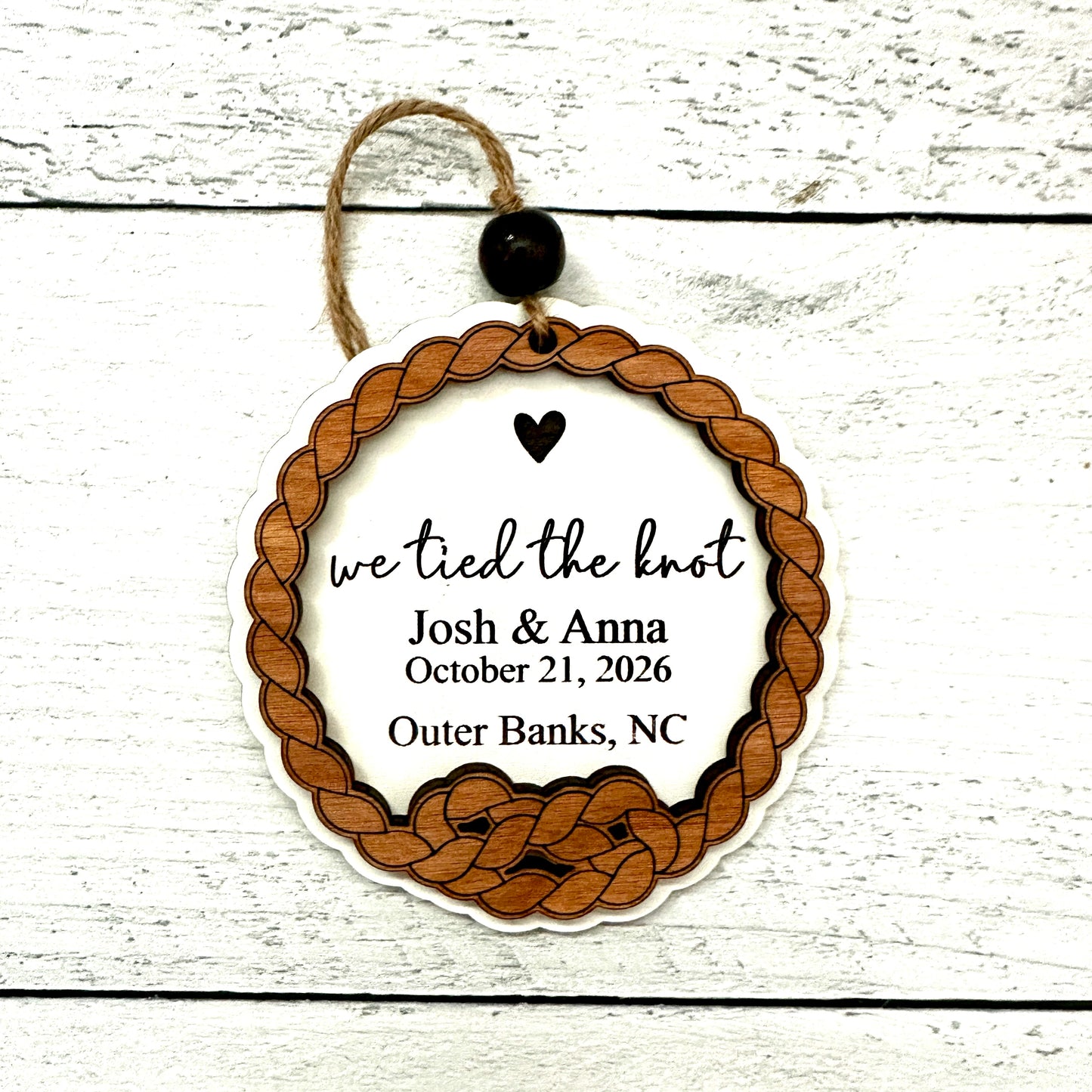Personalized “we tied the knot” Wedding Ornament