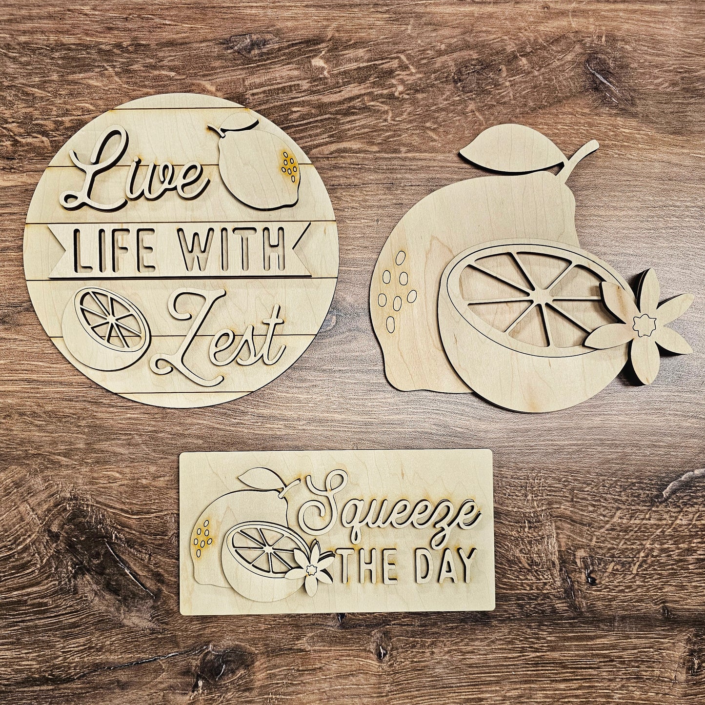 Mini Lemon Sign Trio DIY Wood Blanks Kit