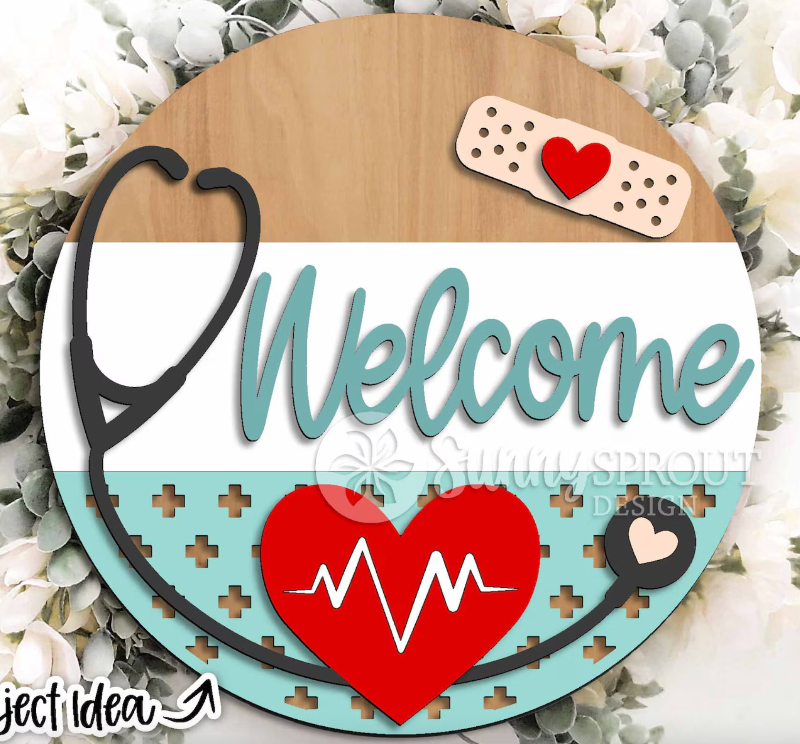 Nurse Stethoscope Door Hanger Wood Blanks Kit