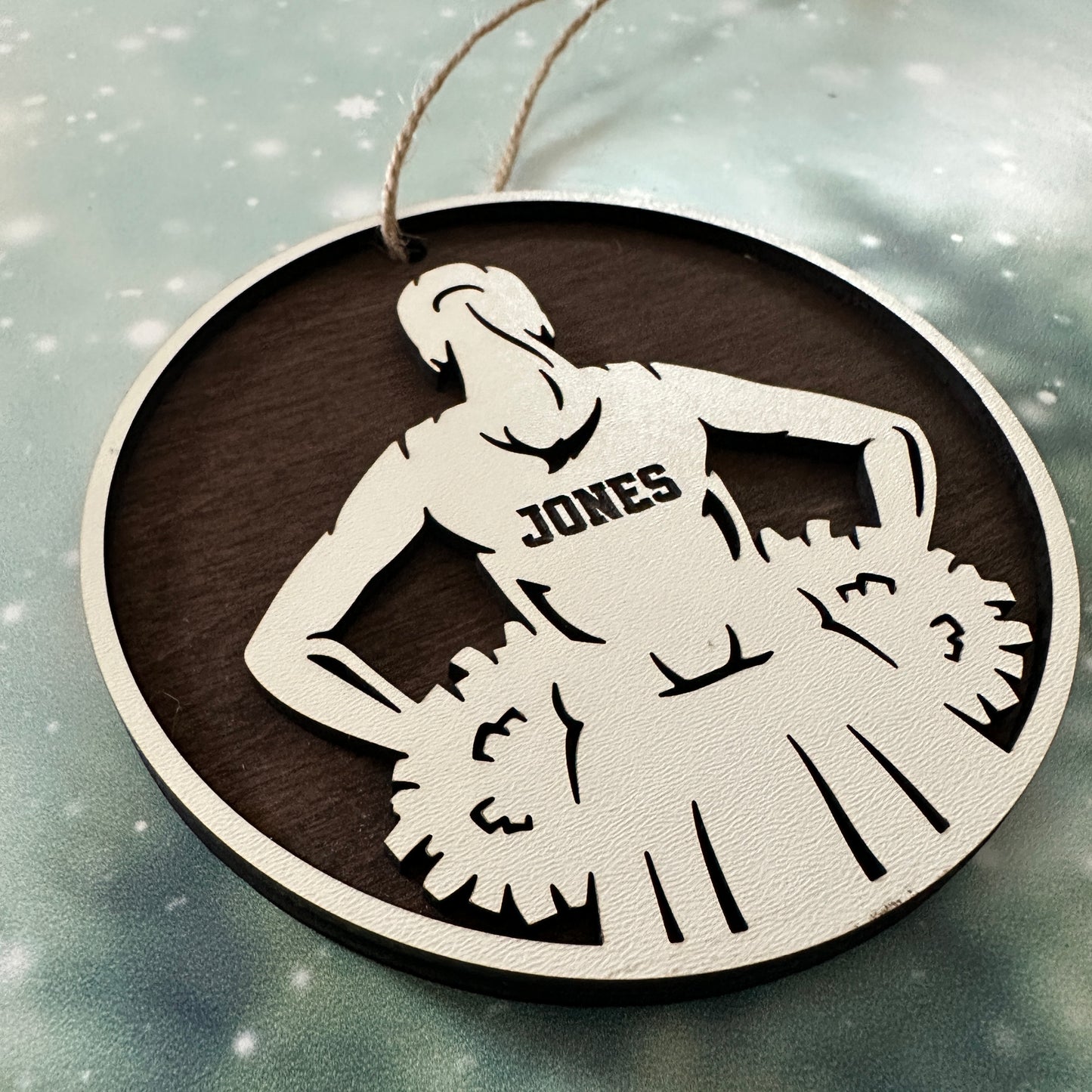 Custom Cheerleader with Pom Poms Wood Ornament