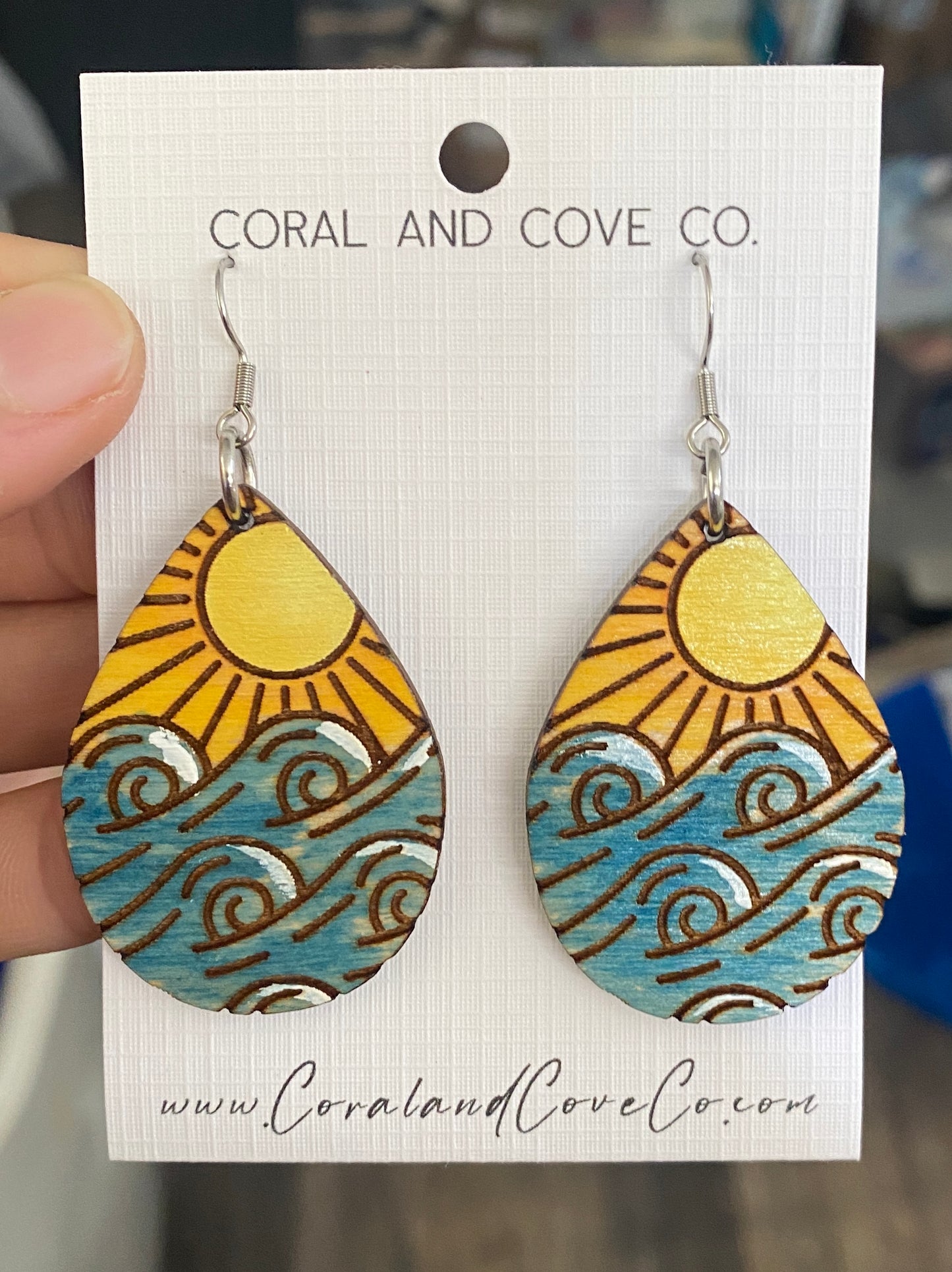 Hand Painted Beach Earrings