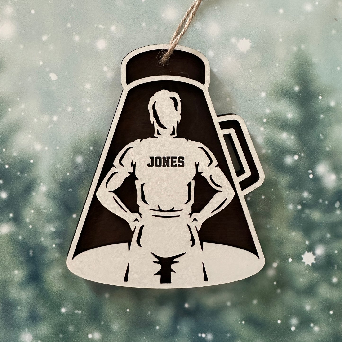 Custom Cheerleader Wood Ornament Male
