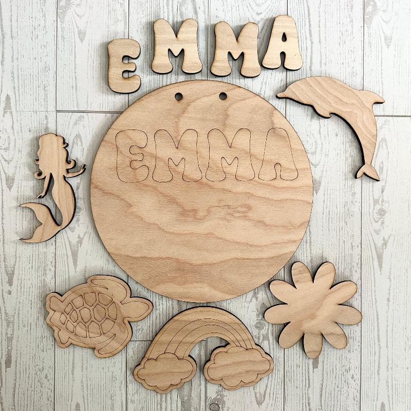 DIY Wood Painting Kit – Custom Kids Name Door Hanger Kit Girl