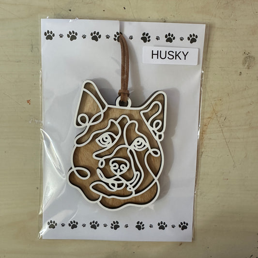 Husky Line Art Ornament