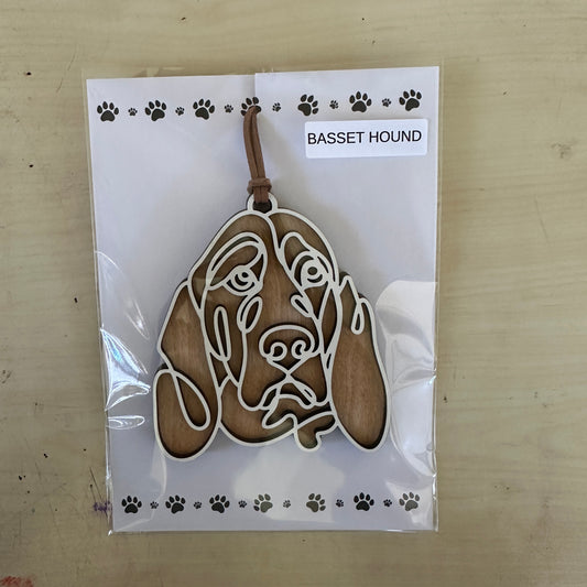 Basset Hound Line Art Ornament