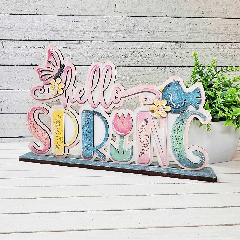 Hello Spring Standing DIY Wood Blanks Kit