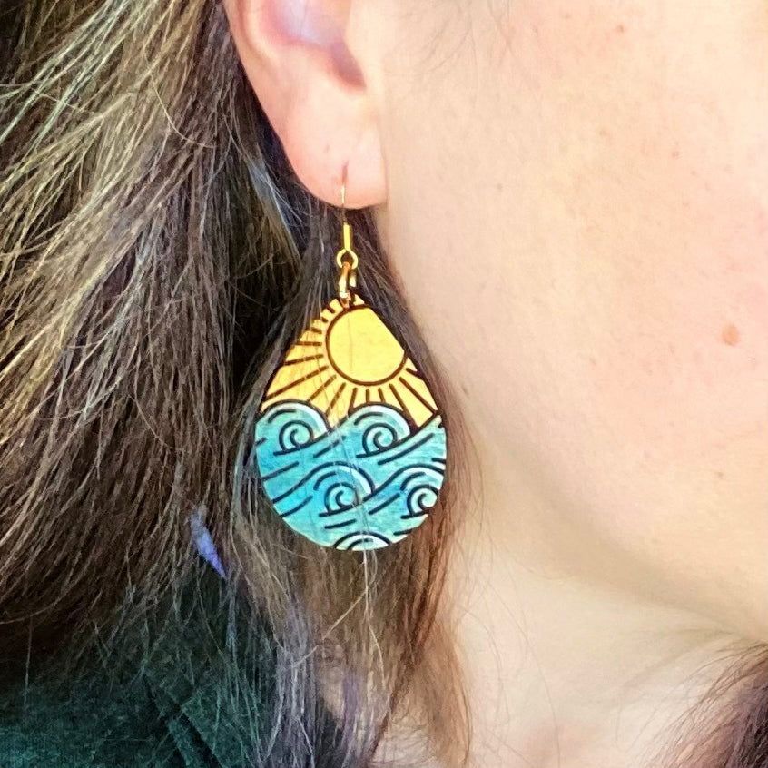 Hand Painted Beach Earrings