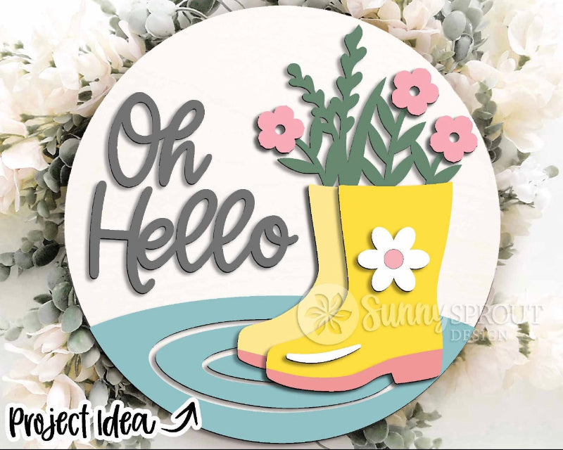 Spring Rain Boots Door Hanger DIY Wood Blanks Kit